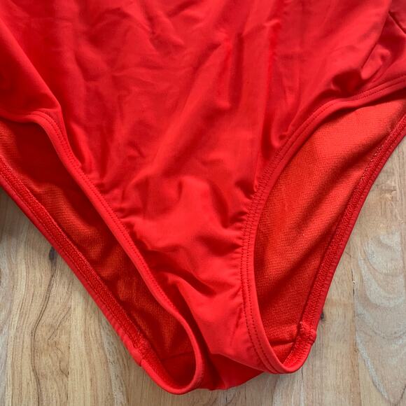 Express Red Cutout Front One Piece Swimsuit - Picture 2 of 8